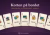 Illustration av sju spelkort utlagda i en solfjäder på ett plommonfärgat spelbord under rubriken ”Korten på bordet”, där varje kort visar en symbol och en granskningspunkt för NordicBet Casino – licens, ägare, spelutbud, betalningar, säkerhet, kundservice och spelansvar.