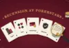 Recension av PokerStars Illustration av ett vinrött pokerbord med rubriken ”Recension av PokerStars” i en guldbåge ovanför fem solfjäderformade spelkort märkta ”Ägare”, ”Spel”, ”Betalningar”, ”Säkerhet” och ”Licens”, där ett förstoringsglas granskar ett certifikat med texten ”Svensk licens”, bredvid marker och en spelmark märkt ”18+”.
