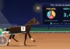 Spelsajter för trav i Sverige: licens, poolspel och odds Illustration av en travhäst med sulky och kusk på en strålkastarbelyst travbana i kvällsljus, framför en resultattavla med rubriken ”Trav: två sätt att spela” som jämför poolspel, där potten delas på vinnarna, med fasta odds på 3,40, där utdelningen är känd direkt.