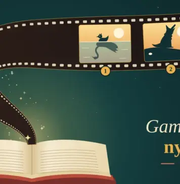 Topp 3 historier du kan hitta i moderna filmer på Netflix Illustration av en uppslagen sagobok som en filmremsa virvlar upp ur, med tre numrerade rutor som visar en ankunge vars spegelbild i vattnet är en svan, en varg som ylar mot månen ovanför fåren och en glastoffel framför en klocka som slår tolv, bredvid texten ”Gamla sagor, nya filmer – Sensmoralen lever kvar”.